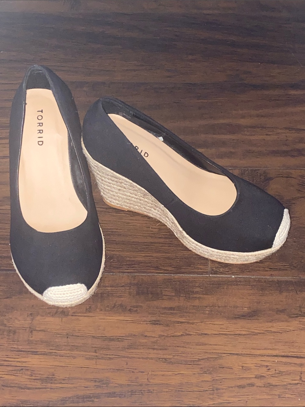 torrid Black Canvas Wedge Flats with Natural Toe Cap